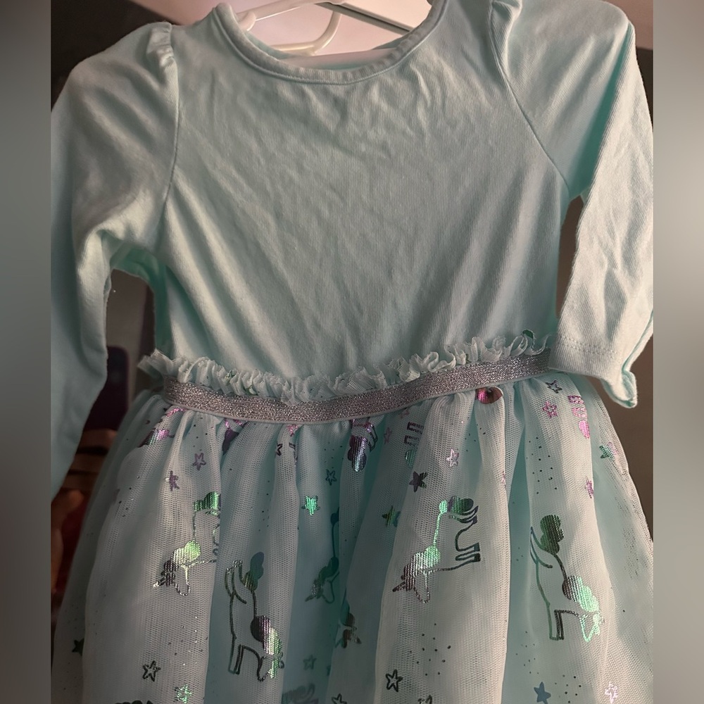 NEW Aqua Unicorn Dress with Glittery Skirt